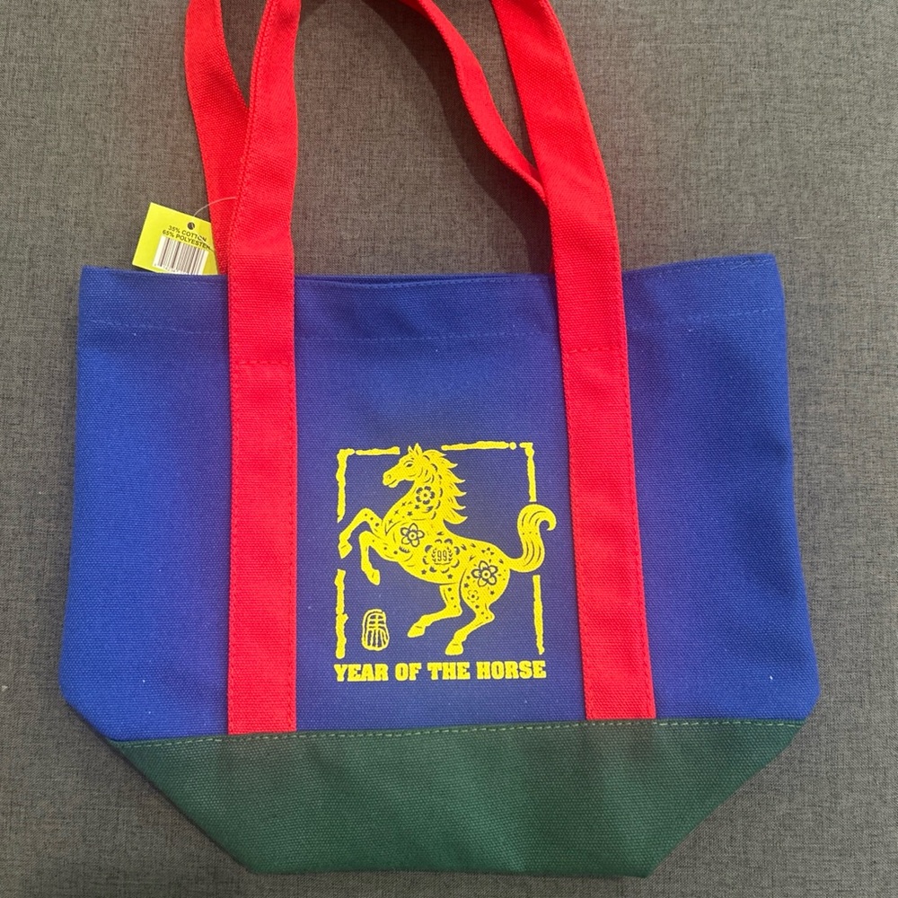Year of the Horse Blue and Red Tote Bag